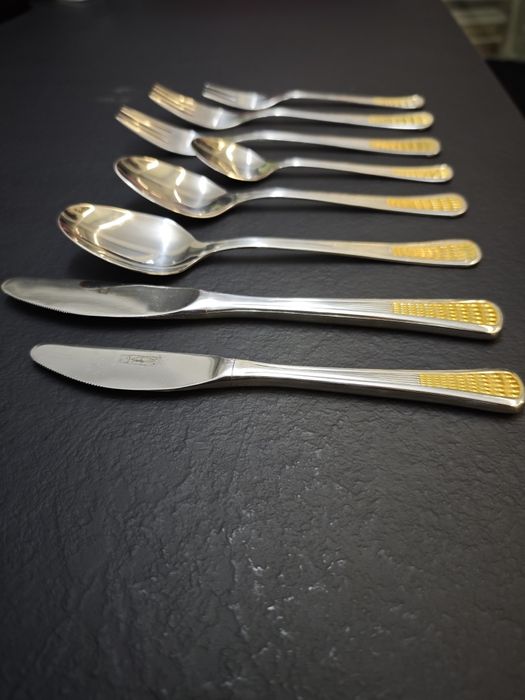 Български автентичен комплект прибори Перла,позлатени