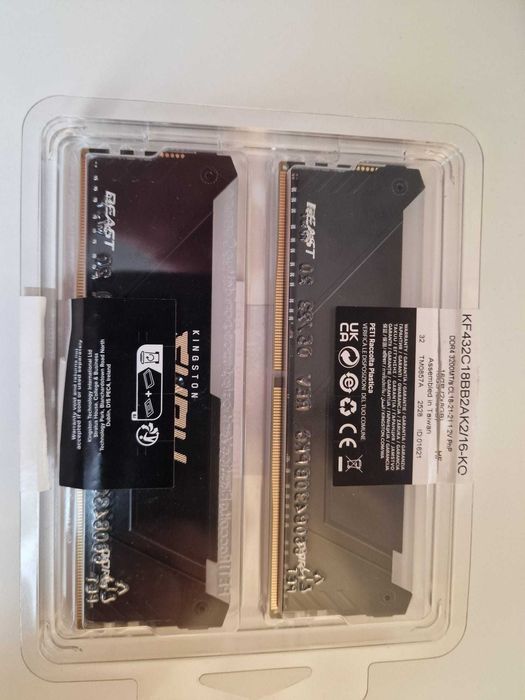 Kingston Fury Beast RGB, 16GB DDR4, 3200MHz CL16, Dual Channel Kit