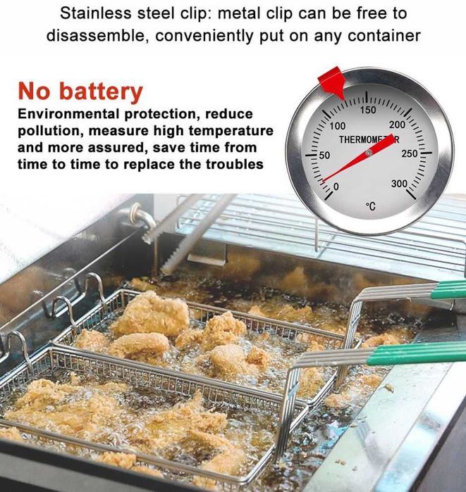 Termometru inox cuptor imersie compost gratar 300 grC tija 30 cm