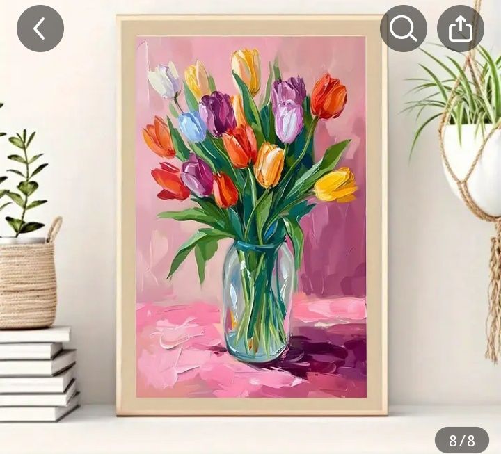 Художествена картина с букет лалета