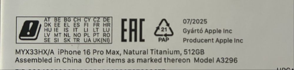 Iphone 16 pro max natural titanium 512