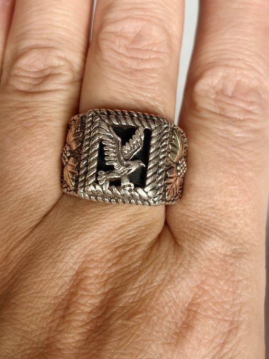 Inel argint cu vultur si onix