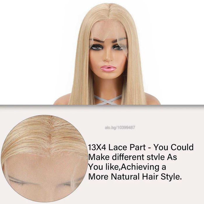 80 см Пшенично руса права перука с дантела лейс фронт 13×4