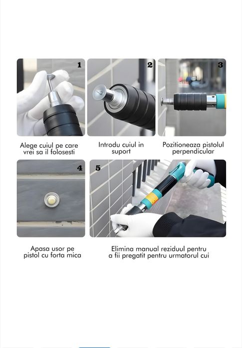 Pistol pneumatic de bătut cuie in beton lemn si metal