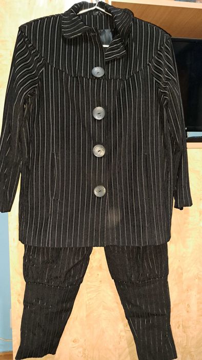 Costum gros Sacou/jacheta de raiat negru cu dungi+ pantaloni