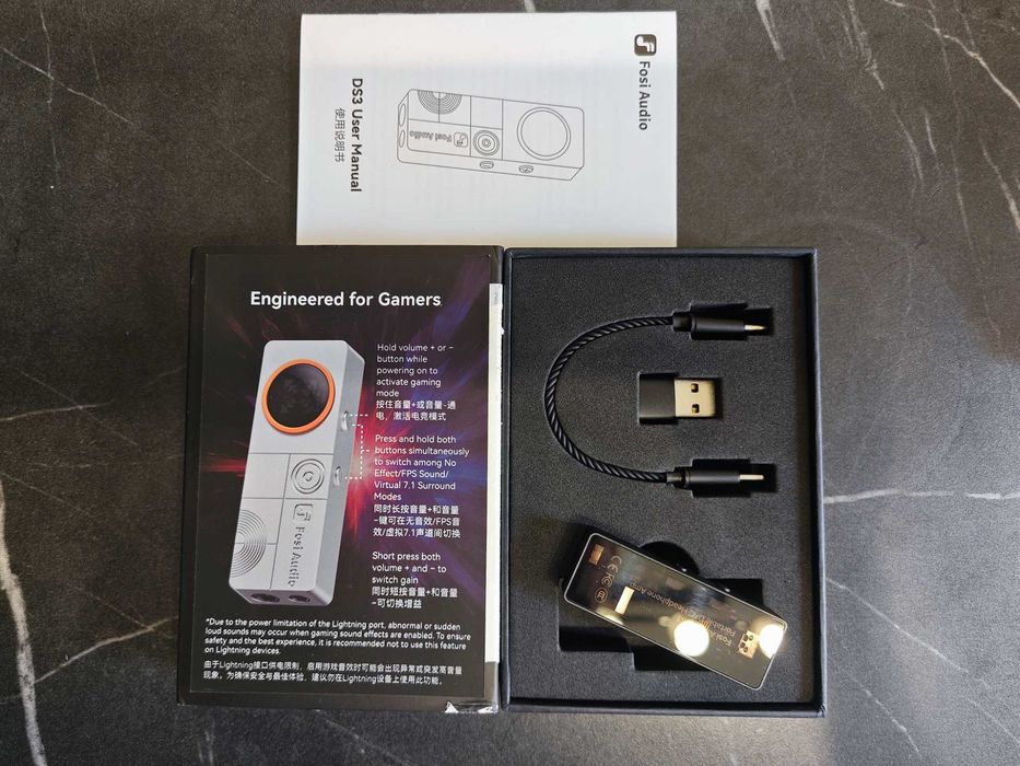 Fosi Audio DS3 USB-C DAC HiFi Amp Dongle, Portable Headphone Amplifier with 7.1 Spatial Audio, ES9039Q2M XMOS Powered, DSD512