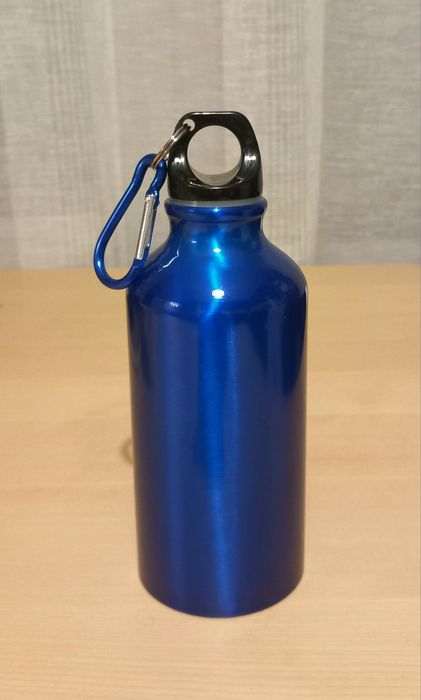 Метална бутилка, цветна, с карабинка, 400 мл.