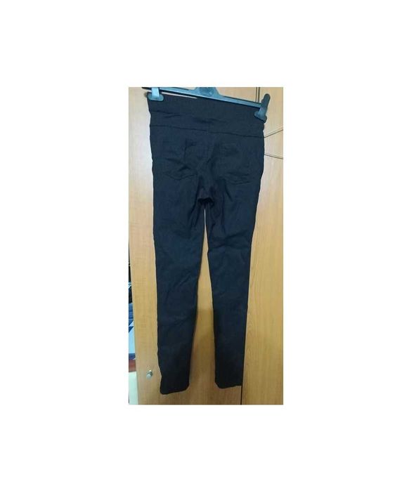 Jeggings/ Blugi-colant moderni negru cu tinte si taieturi in genunchi