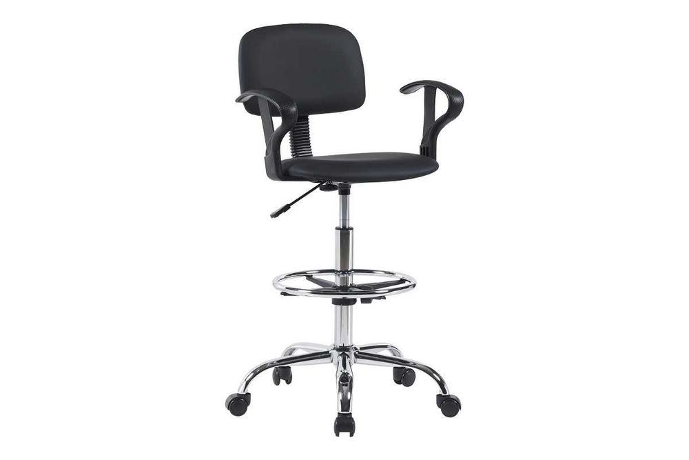 Офис стол Puzzle-home Icina, Подходящ за рецепция, PU, Черен - хром