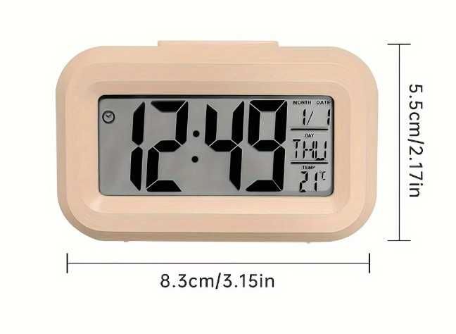 Mini ceas cu temperatura si iluminare nocturna- alb