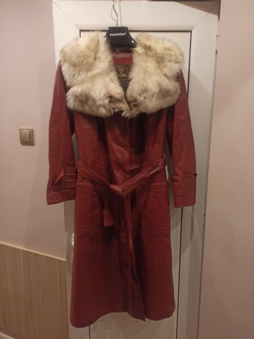 Палто естествена кожа с лисица