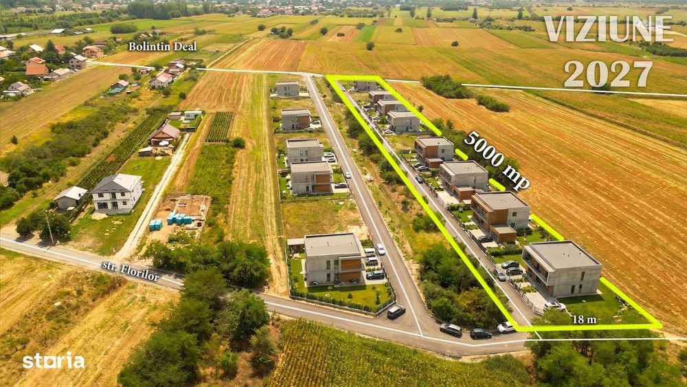 Teren intravilan construibil Bolintin Deal 5000 mp – dublă deschidere