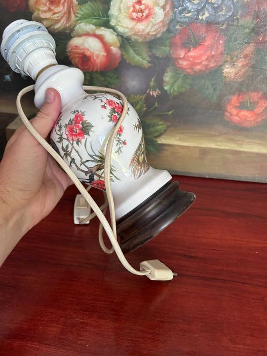 A288 veioza ceramica si lemn, 27cm H functionala