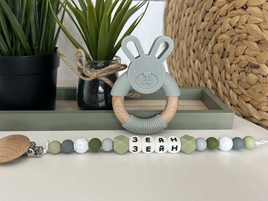 Клипс за биберон; държач; гризалка