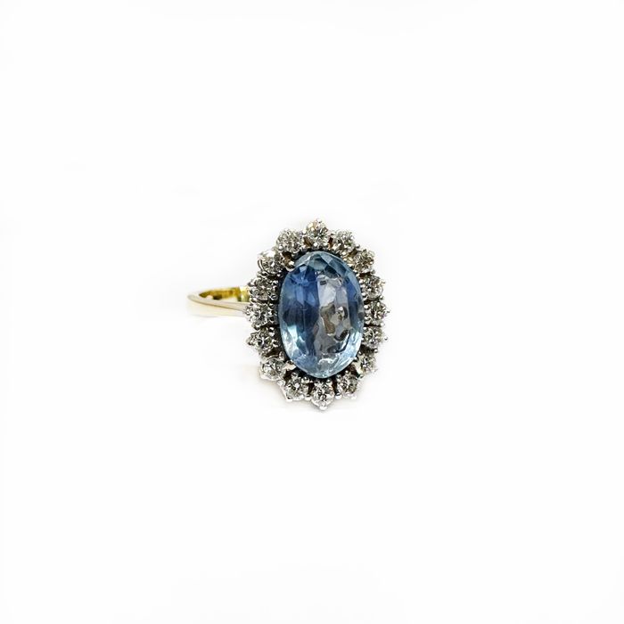 Inel din aur 18k cu safir si diamante naturale