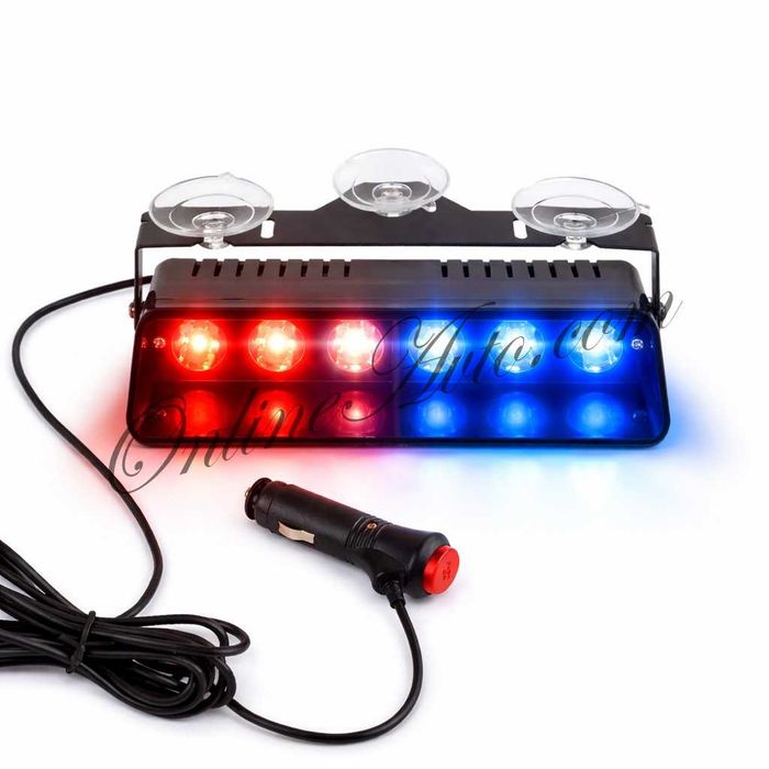 Мощен Полицейски LED сигнален блиц за табло!!син/червен и син/син 6 LED Police Ambulance