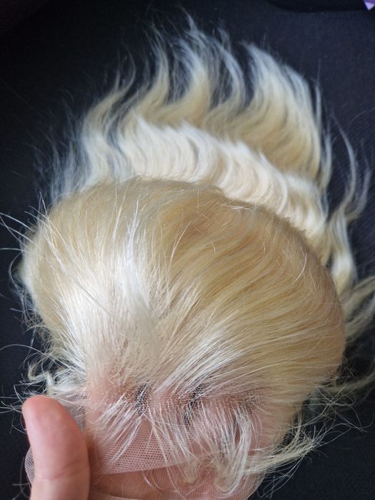 Peruca blonda 100% par uman natural  noua lace dantela bob lung