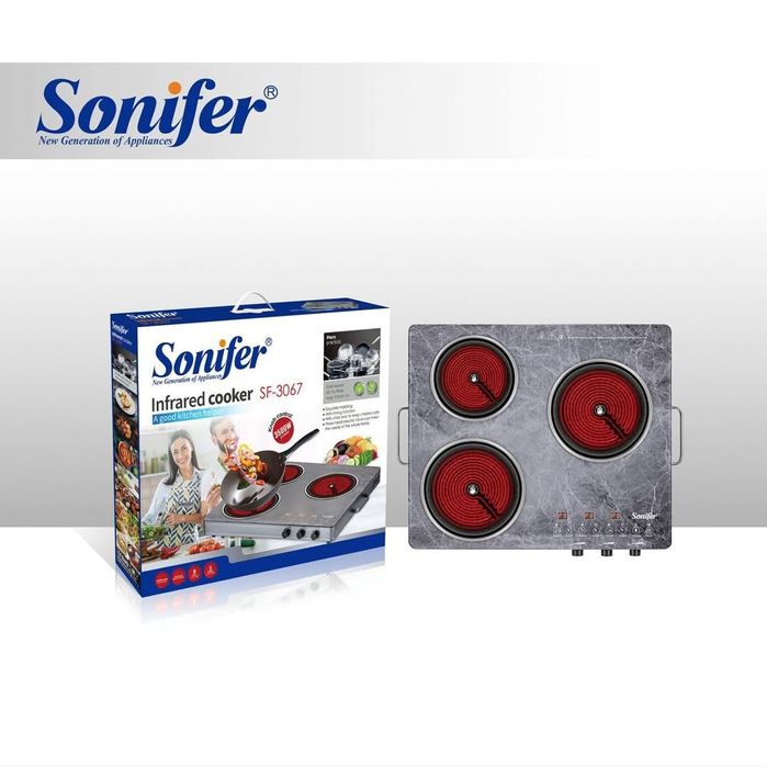Sonifer SF-3067 с тремя конфорками, инфракрасная варочная поверхность