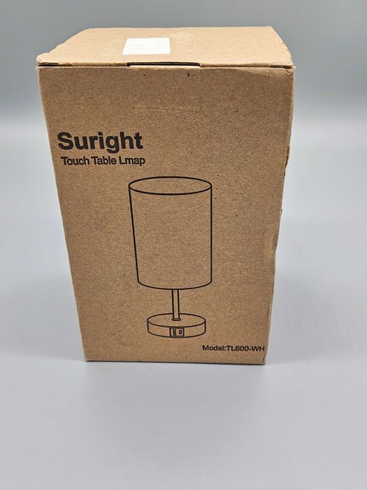 Нощна настолна лампа Suright TL600-WH с touch управление, USB-A и USB-C, E27 крушка