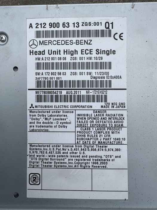 NTG, дисплей нави и управление на климатроник Mercedes E класа W212