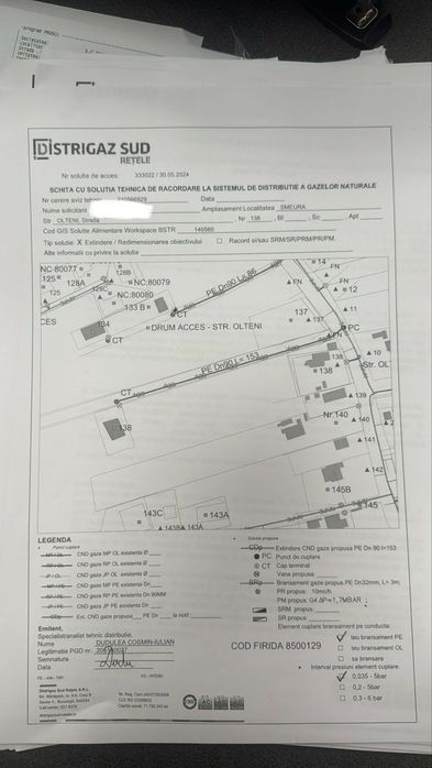 Teren intravilan strada Olteni nr 138 platou Trivale