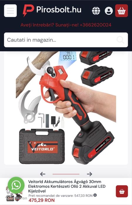 Vand foarfeca electrica profesionala cu 2 acumulatori si statie de inc