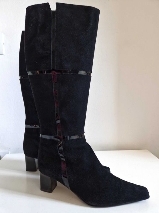 Cizme elegante piele întoarsă măr.40