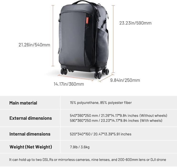 Pgytech roller camera backpack