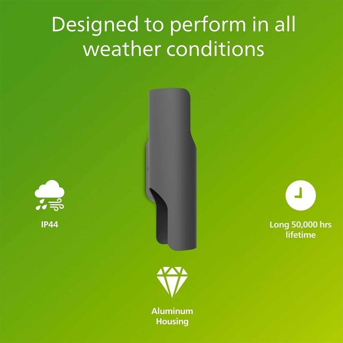 Външна LED стенна лампа Philips Fira, 800 lm, 2700 K, PowerShield,IP44