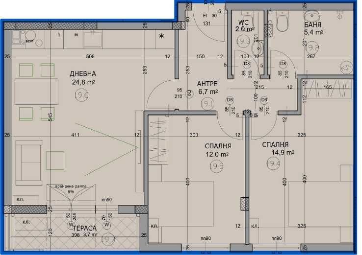 Тристаен апартамент НОВА СГРАДА - Смирненски