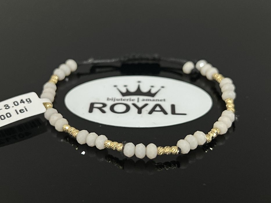 Bijuteria Royal CB : Bratara cu snur negru bile aur 14k 3,04gr