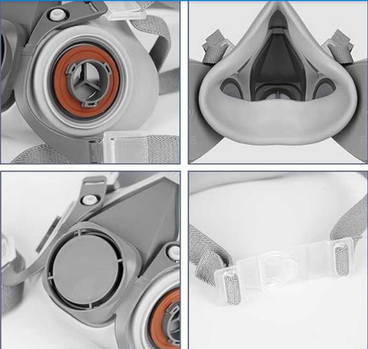 Строителна респираторна противопрахова маска с очила и филтри