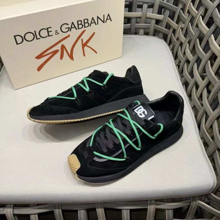 D&G Double-Lace Suede Sneaker "Black/Neon Green"