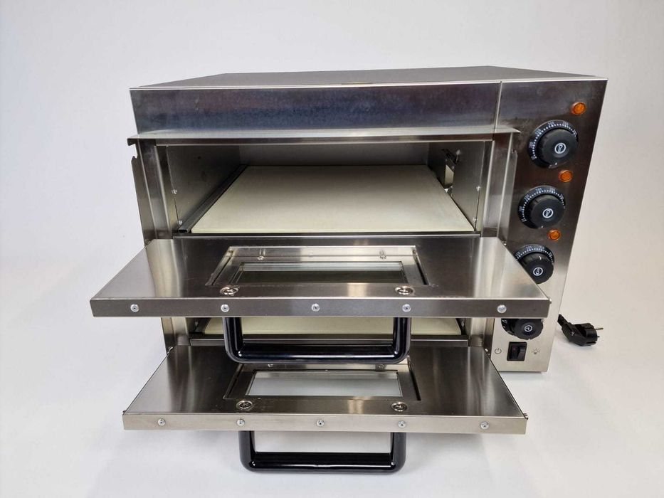 Cuptor Electric Dublu pentru Pizza 40 x 40 cm Otel Inoxidabil
