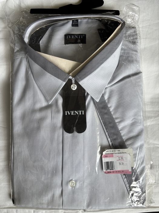 Светлосива мъжка риза с къс ръкав, р-р 43/44 (XL), от памук/полиестер