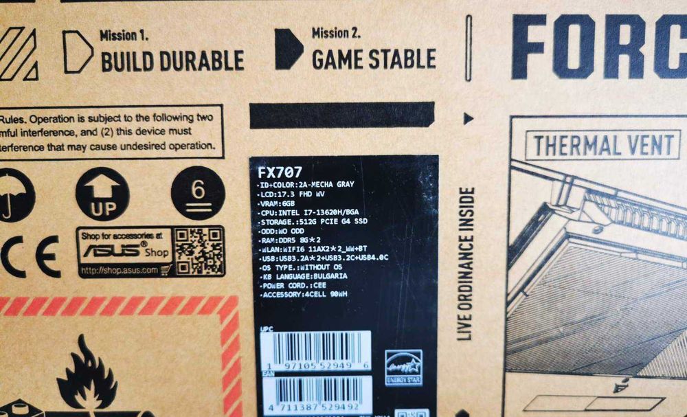 Геймърски лаптоп ASUS TUF GAMING F17 FX707VU (1TB SSD)