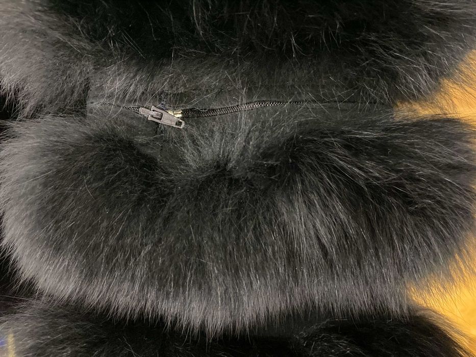 Haina de blana naturala de vulpe polara neagra