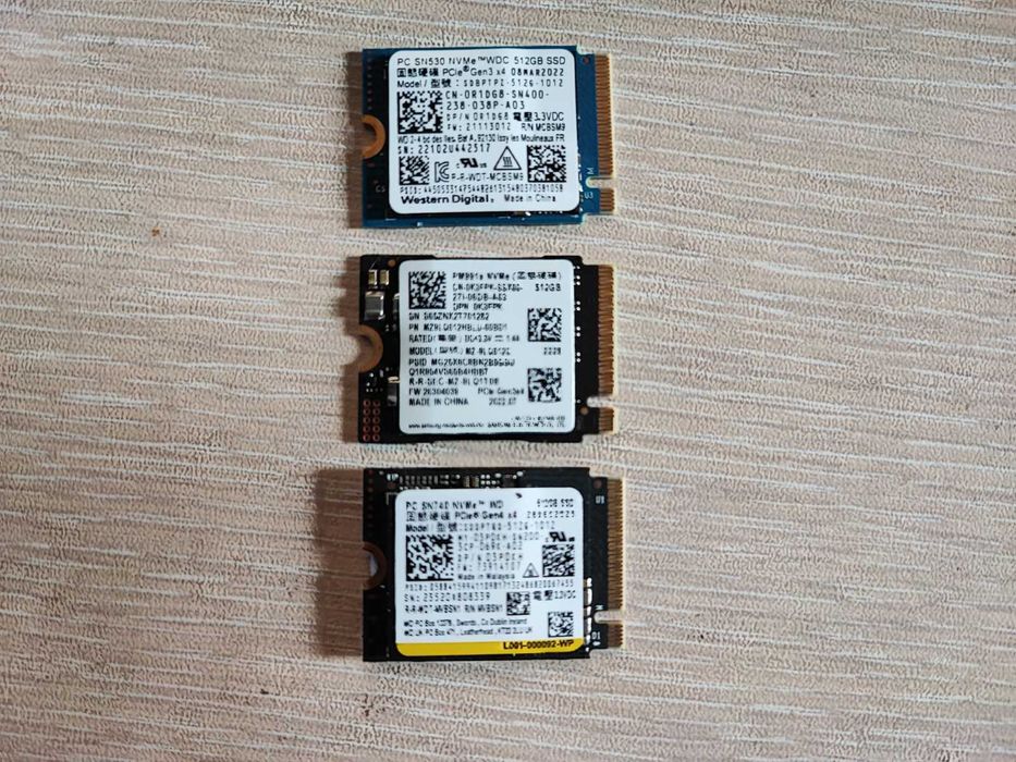 NVMe SSD 512GB Gen3 x4 и Gen4 x4 (Micron, WD, Samsung)