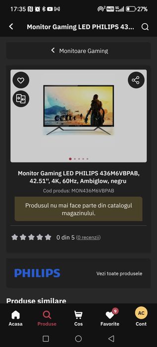 Monitor gaming 4K 108cm Philips 436M6 amanet Crangasi Lazar 54237