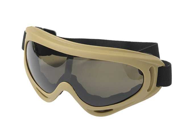 Ochelari Tactici Protectie Airsoft PJ V2 TAN Lentile Policarbonat Inchis