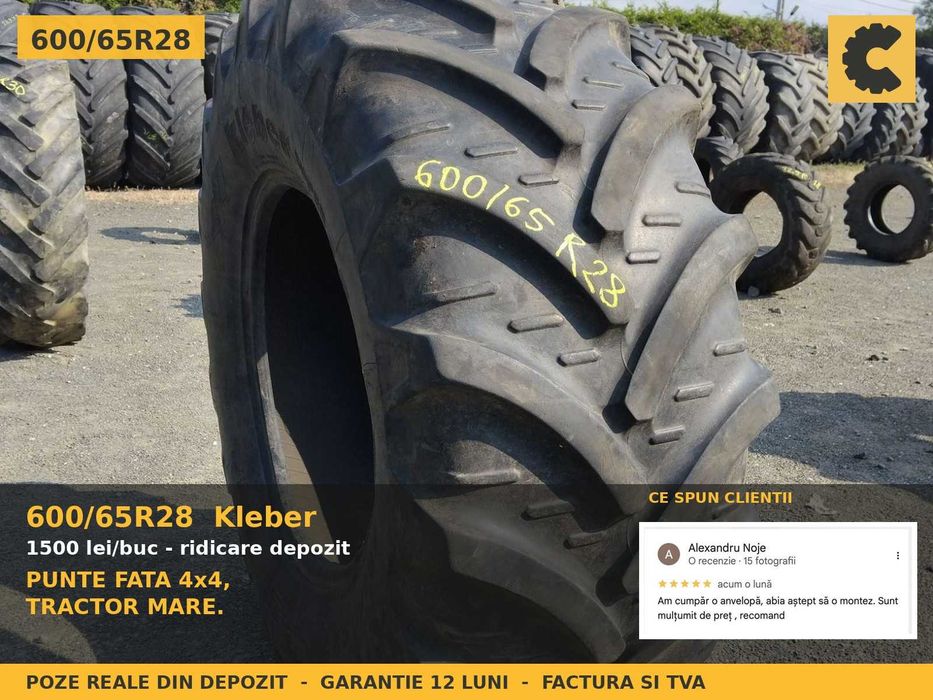 Anvelope 600/65R28 Kleber Cauciucuri Tractor Punte Fata 4x4 Radiale SH Garantie Factura LIVRARE