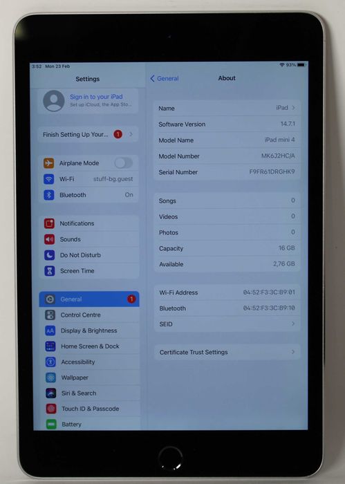 Apple iPad Mini 4 WiFi 16GB Black