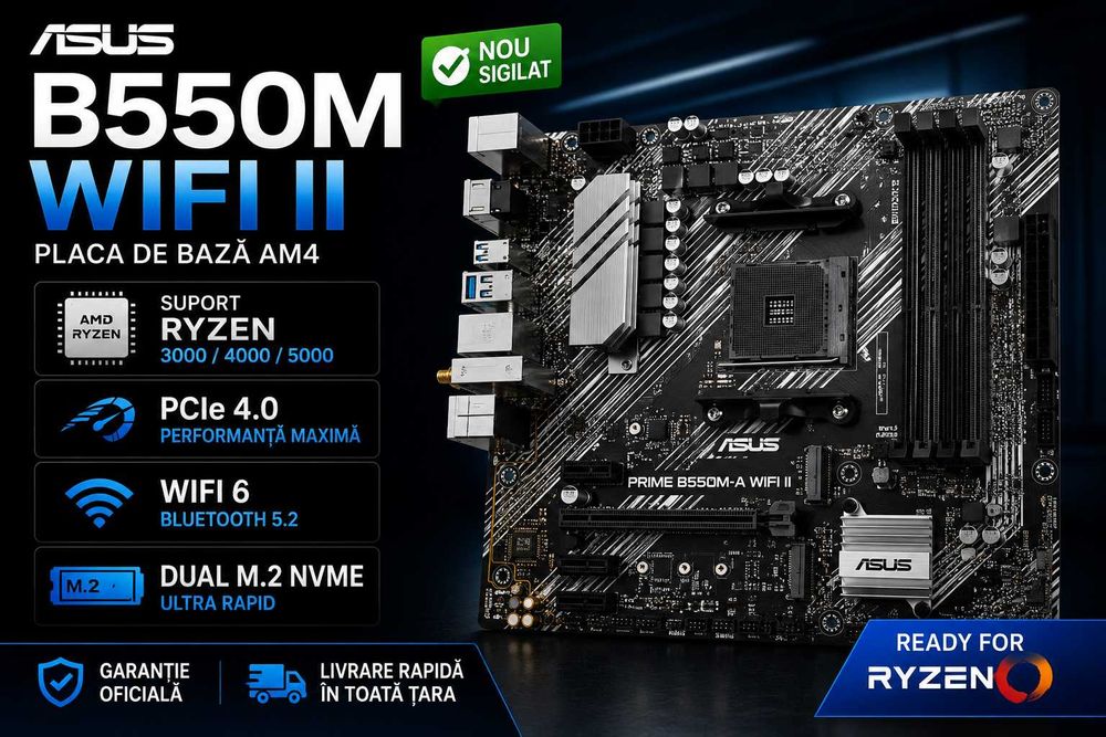 Placă de bază ASUS B550M-A WIFI II AM4 Ryzen WiFi 6 Sigilată