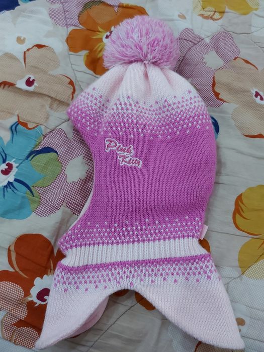 Зимняя детская теплая шапка