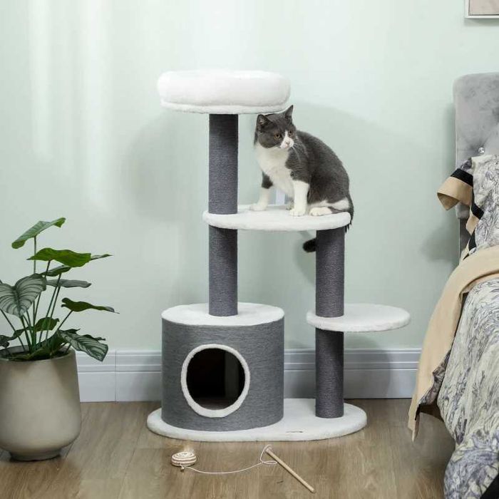 Дърво за котки PawHut с 1 котешка пещера, 1 котешко легло, 2 платформи