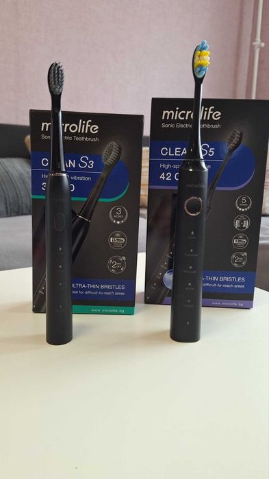2бр Microlife Clean S3 и S5 Звукова електрическа четка за зъби черна
