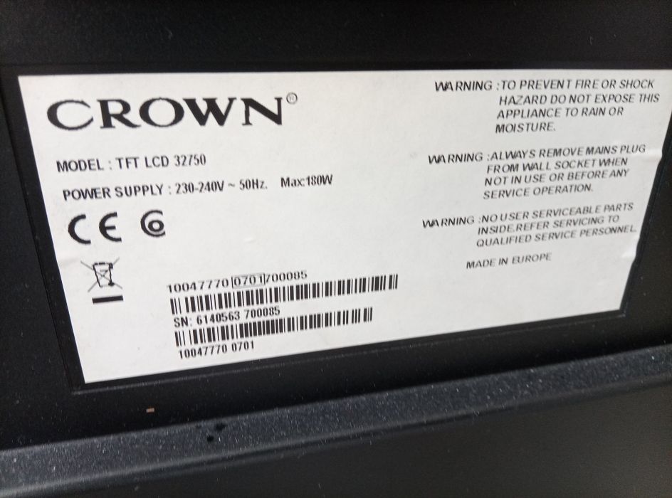 Телевизор Crown  плазма цена 20 евро