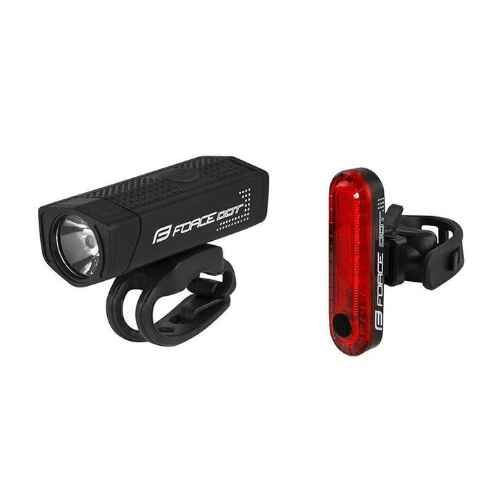 Комплект LED светлини за велосипед колело FORCE DOT USB, Фар и Стоп