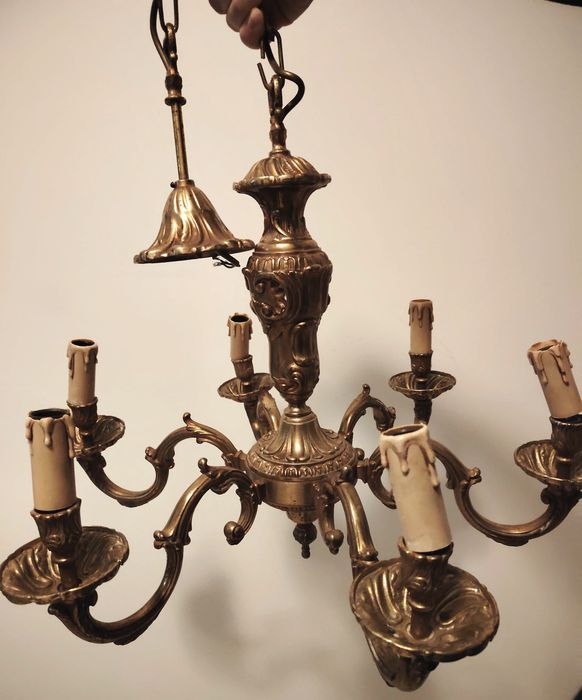Candelabru deosebit din bronz masiv in stil francez cu 6 brațe ,piesa