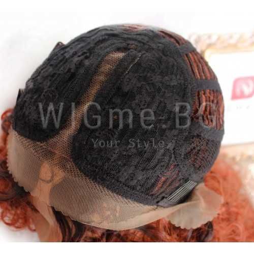 Дълга къдрава рижава лейс фронт перука Касандра